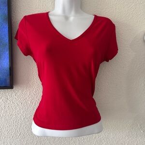 Red V-Neck Women's Top